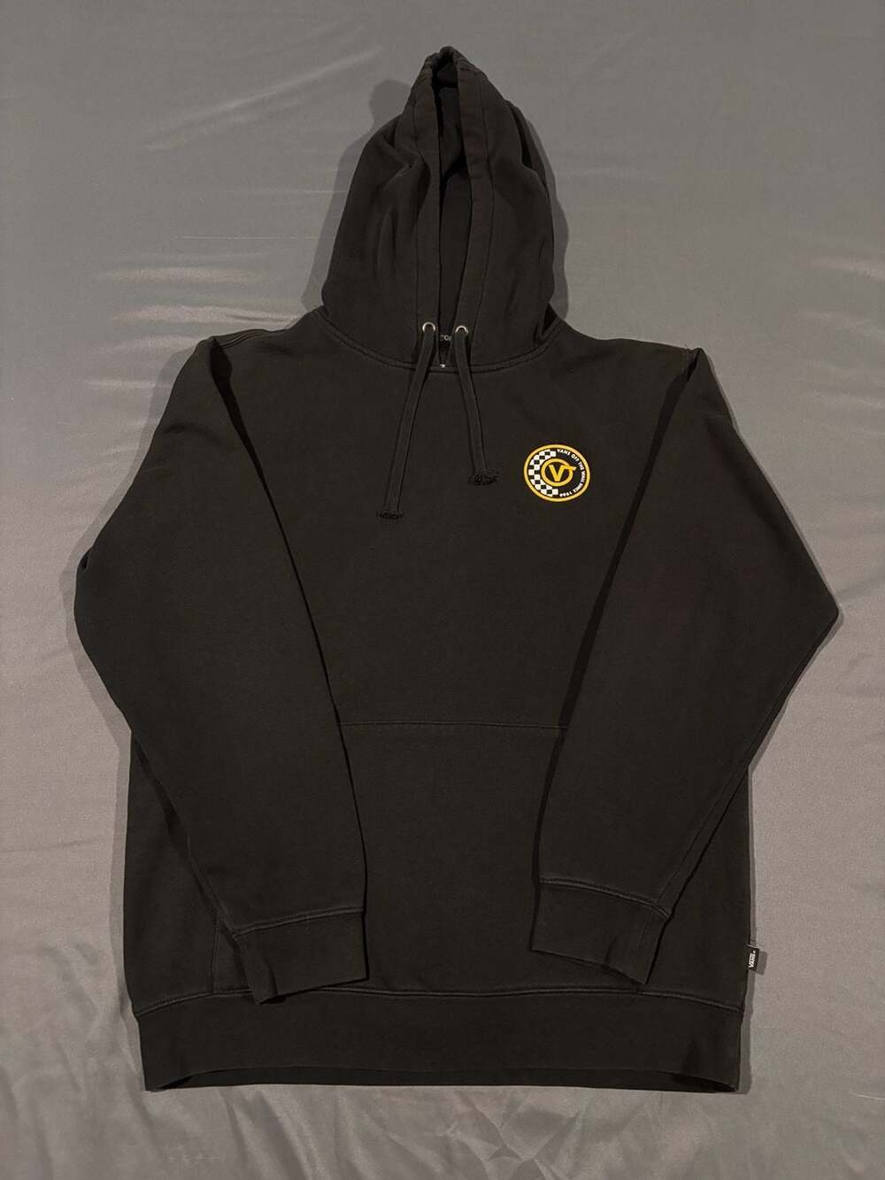 Vans Off The Wall Checkered Logo Mens Large, Black Pullover Hoodie